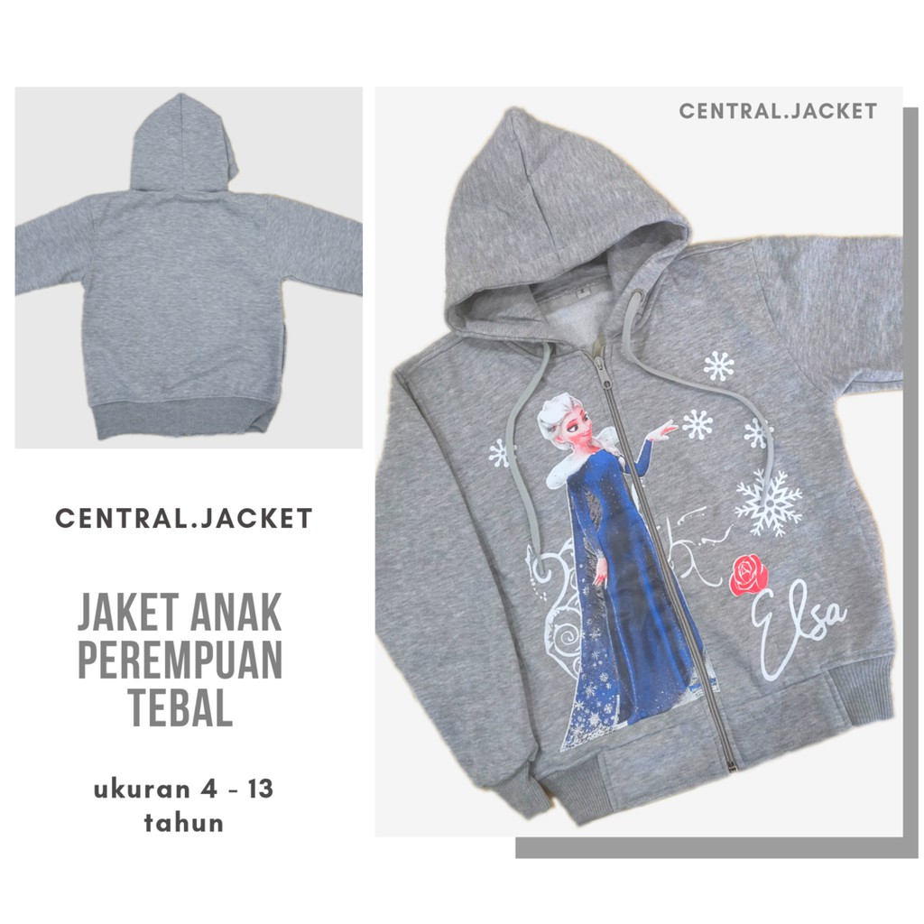 Jaket Anak Perempuan Princess Elsa - Sweater Hoodie Anak Tebal Musim Dingin - CENTRAL JACKET