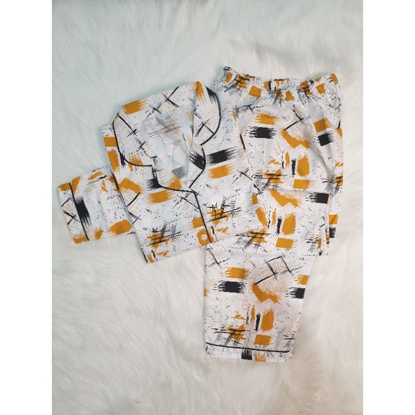 Baju Tidur Piyama Wanita Cewek Pajamas Dewasa Motif Tie Dye PP-PP ABSTRACT MUSTARD