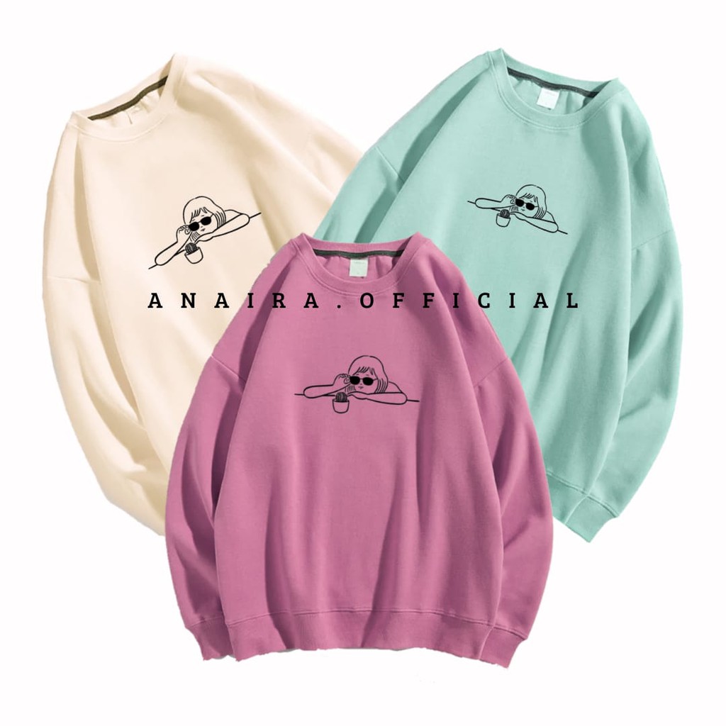 KAKTUS GIRL SWEATER SWITER SWETER OVERSIZE WANITA PASTEL