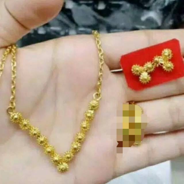 kalung dan anting mas penang model matahari