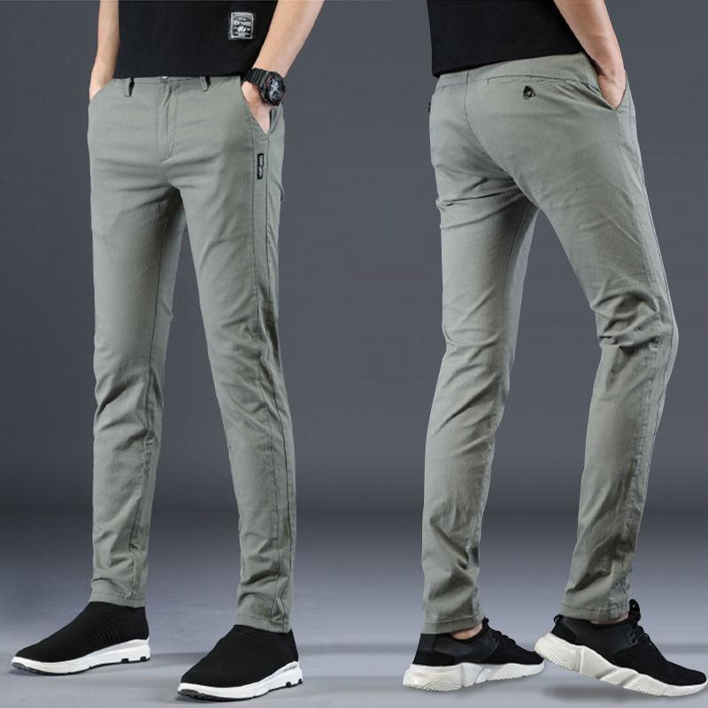  Celana  Panjang  Casual Pria  Model Korea  Slim Bahan Katun 