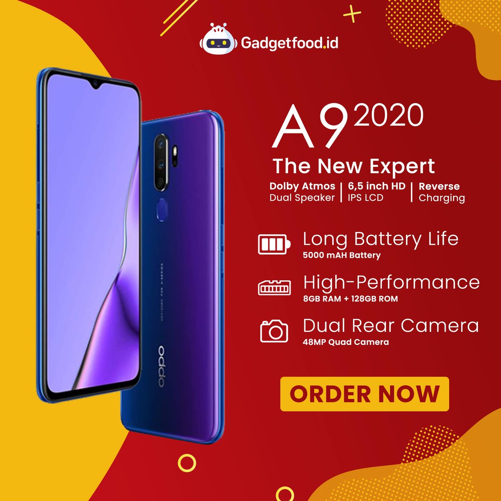 HP OPPO A9 2020 RAM 8GB/128GB ORIGINAL GARANSI RESMI SMARTPHONE TERBARU HANDPHONE COD
