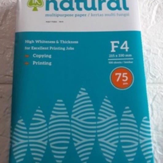 

Kertas HVS Natural F4 75 gr 1 dus / 5 Rim