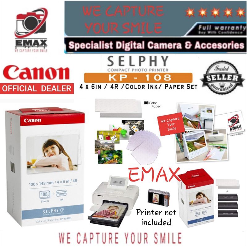 CANON SELPHY KP-108 IN Photo Printer Ink Paper CP910 CP900 CP810 CP800 CP710 Kertas Photo Tinta Cano