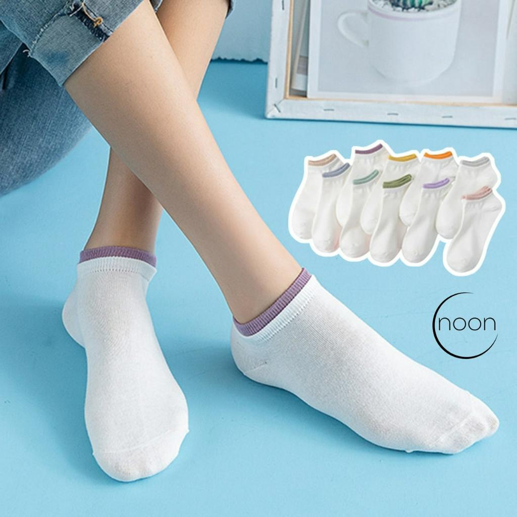 NOON (upper) Kaos Kaki Pendek Wanita Dewasa Korea Ankle Socks Sekolah Kerja Kantor Semata Kaki Wanita Motif Lucu Imut Import