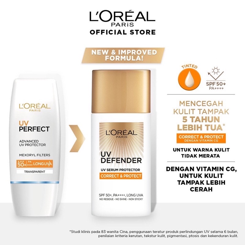 OliveShop ❤️ Loreal UV Defender Sunscreen Series Perfect Matte Pink Aqua Transparant SPF 50/PA++++