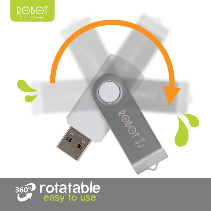 E_   Robot RF104 Flashdisk 4GB Rotatable U-Disk USB 2.0 With Package Garansi Original Resmi