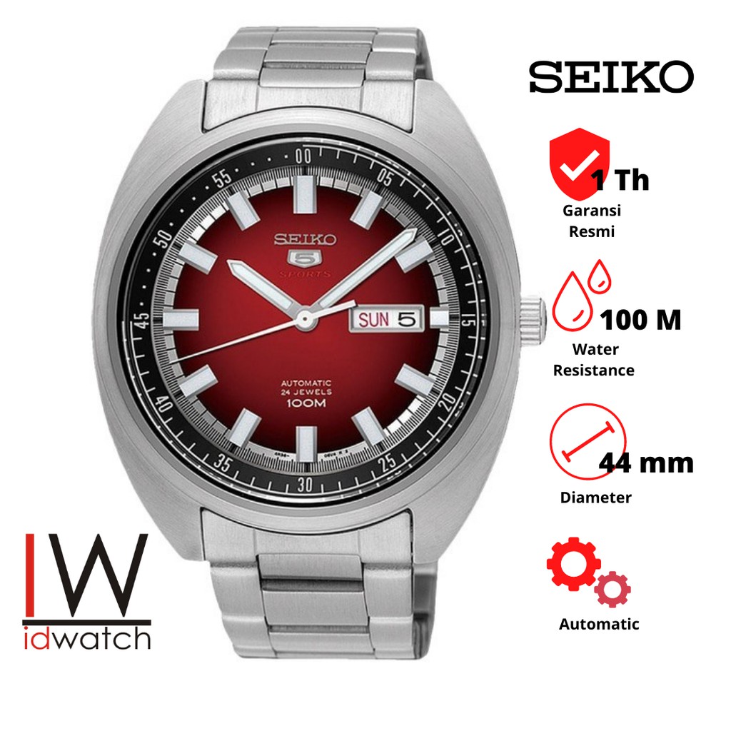 Seiko 5 Sports SRPB17K1 Automatic Turtle Jam Tangan Pria Original SRPB17 Cowok Strap Stainless