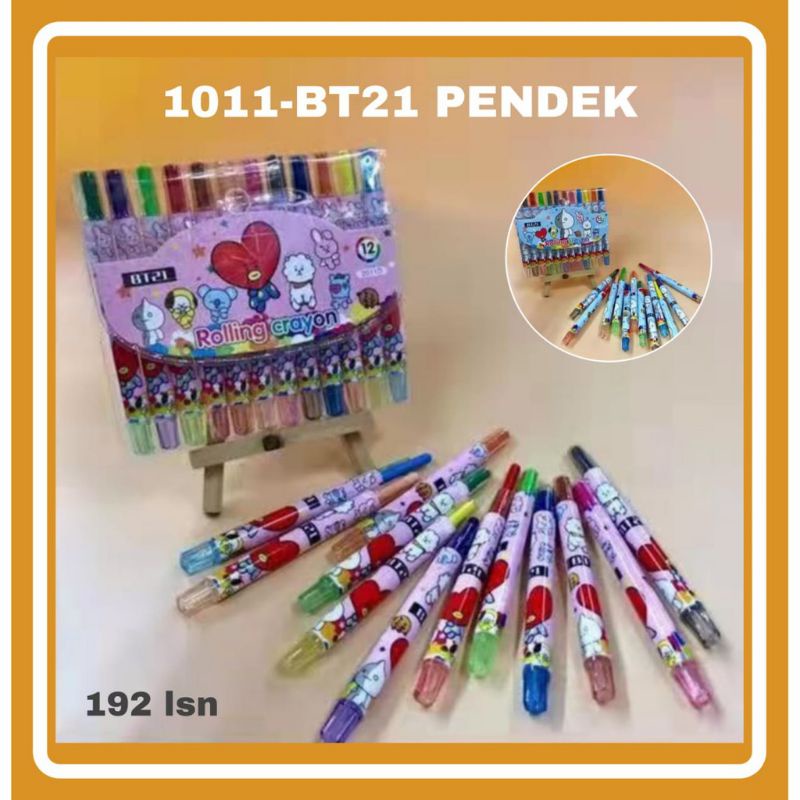 

CRAYON PUTAR PENDEK BT21 BTS / ROLLING CRAYON 12 WARNA/COLORS