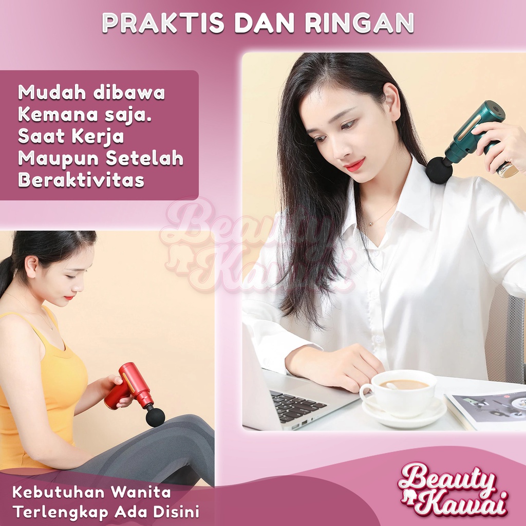 Massage Gun 30W 1800mAh Alat Pijat Elektrik Refleksi Rechargeable 4in1