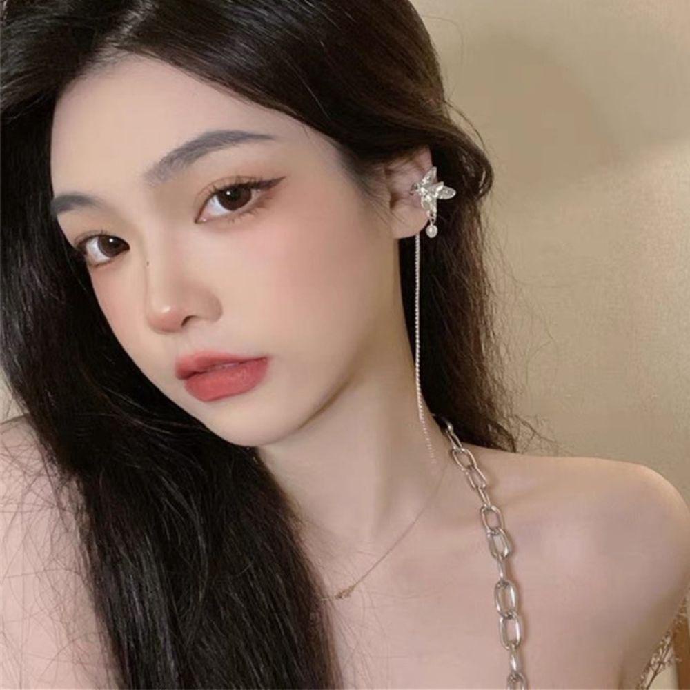 Mxbeauty Mutiara Rumbai Telinga Tulang Klip Punk Fashion Desain Rasa Perhiasan Telinga Ins Gaya Temperamen Gaya Korea Klip Telinga