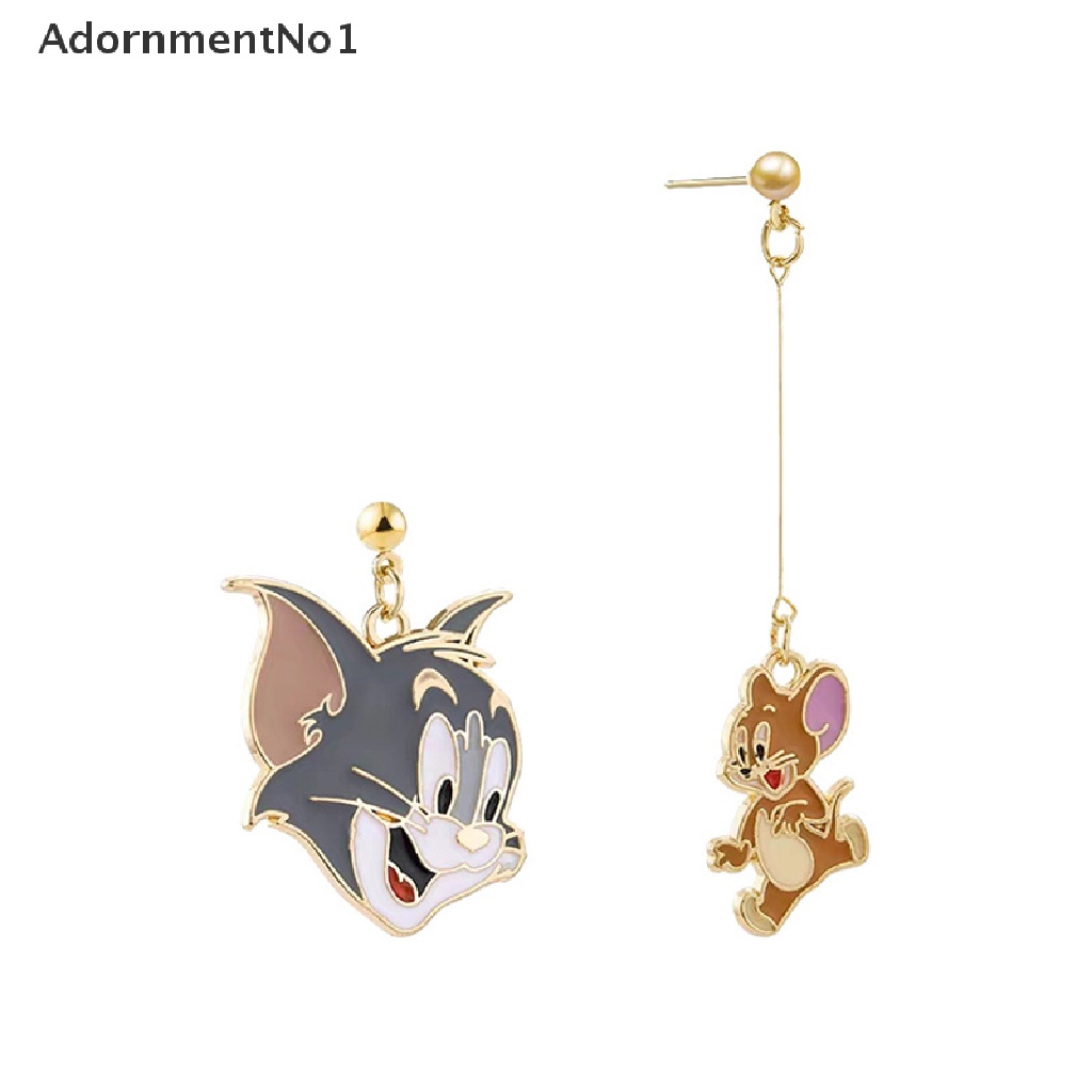 (AdornmentNo1) Anting Tusuk Gantung Desain Kartun Kucing / Tikus Gaya Simple Untuk Wanita