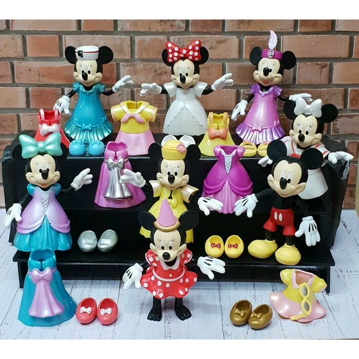 BONEKA FIGURE MINIATUR MICKEY MINNIE MOUSE CLIP ON MAINAN HIASAN KUE