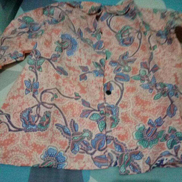 Griyabatikbimi Blouse Batik Anak Perempuan Lengan Panjang Size M Usia 7-8 Tahun