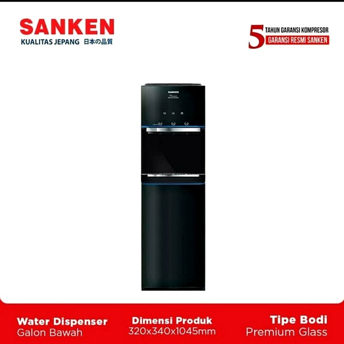 DISPENSER SANKEN GALON BAWAH C590 (TEMPERED GLAS) (MURAH, BERGARANSI, KHUSUS MEDAN)