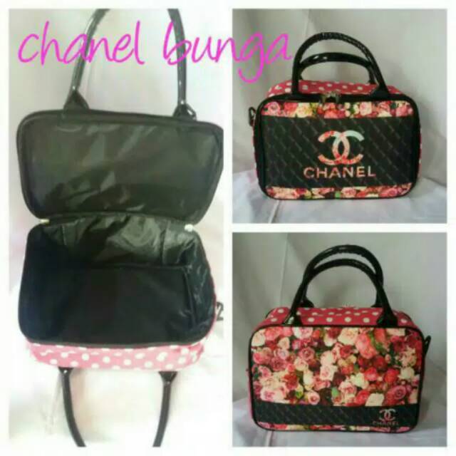 Travel bag kanvas mini chanel bunga