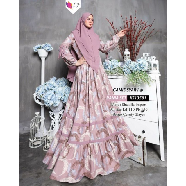 MK-NEW RANIA SYARI BY LF GAMIS SHAKILA IMPORT HQ LD 110 PB 140 FIT XL