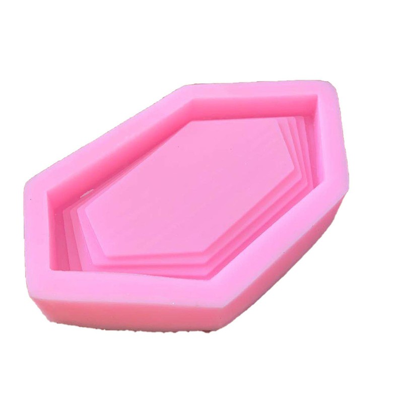 Glitter Irregular Silicone Resin Tray Molds Hexagon Coaster Tray Plate Resin Molds Tools