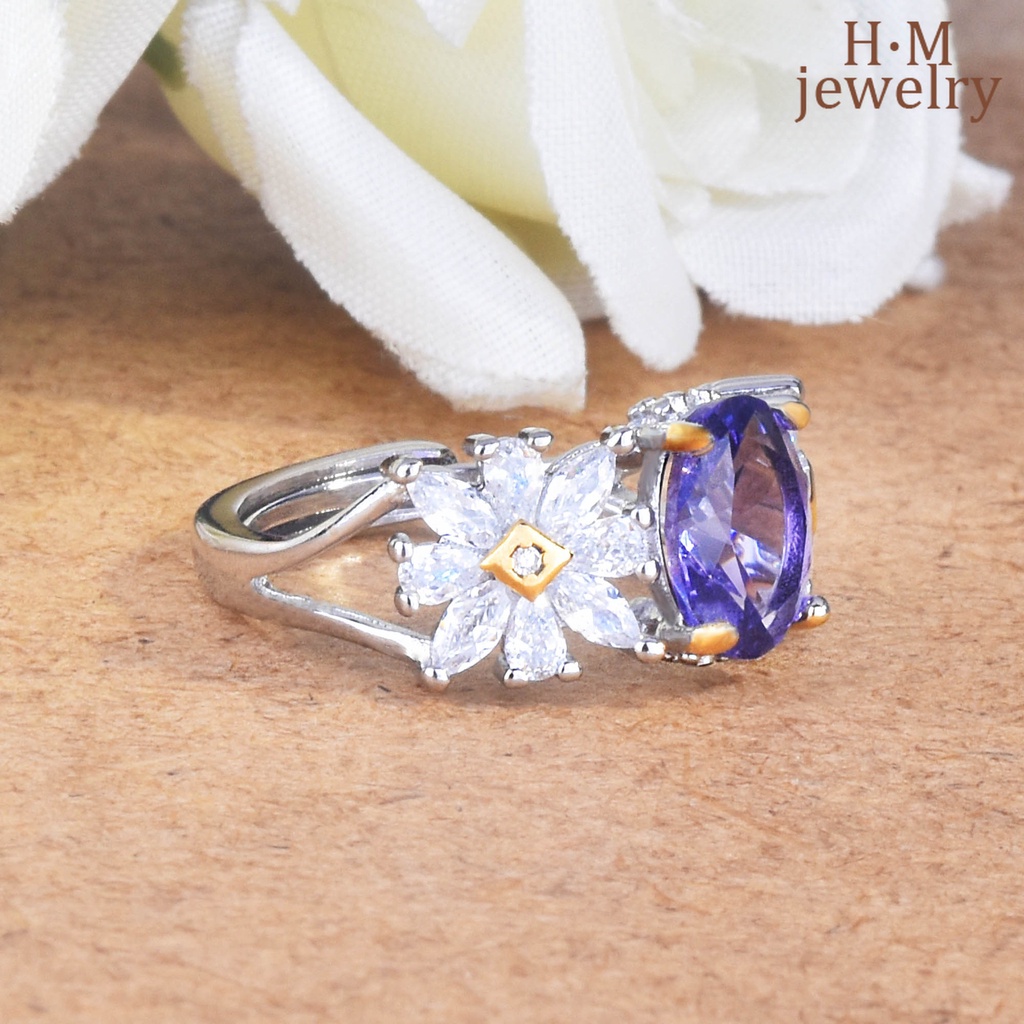 Cincin Desain Daisy Amethyst Natural