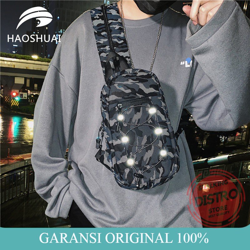 Tas Selempang Pria HAOSHUAI 830 ORIGINAL WaistBag Pria Sling Bag Pria Waterproof