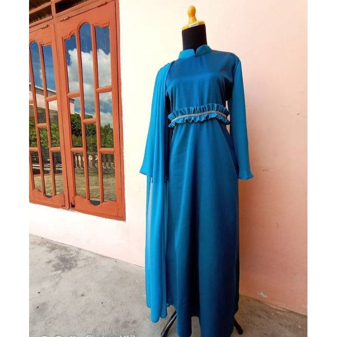 Dress Pesta Warna Biru Tosca