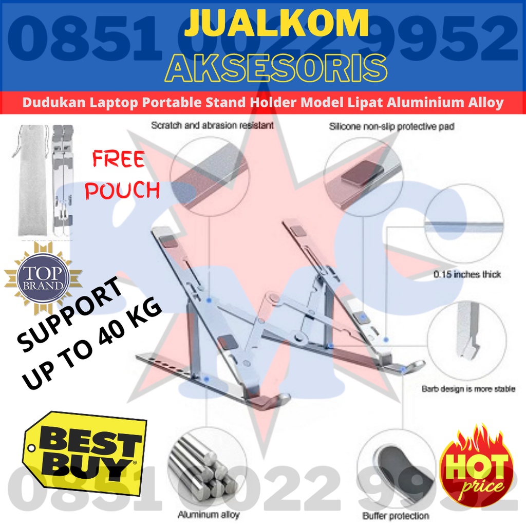 Stand Laptop Dudukan Tab Ipad Di Meja Full Besi Alloy