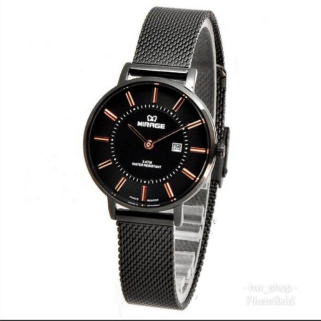 Jam Tangan Wanita Mirage 8623 Hitam Original