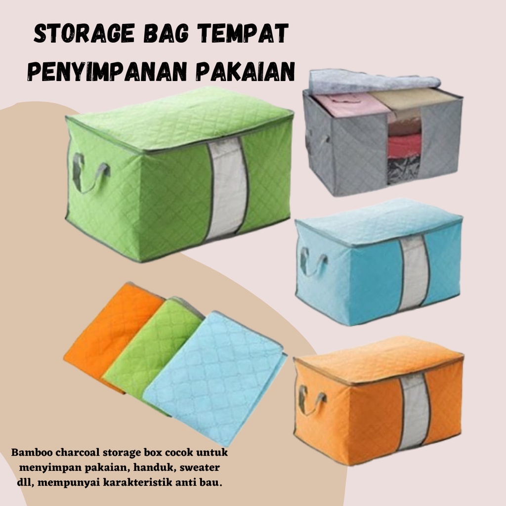 HARGAPROMO!!! Storage Bag Tempat Penyimpanan Pakaian / Selimut / Bed Cover Horizontal