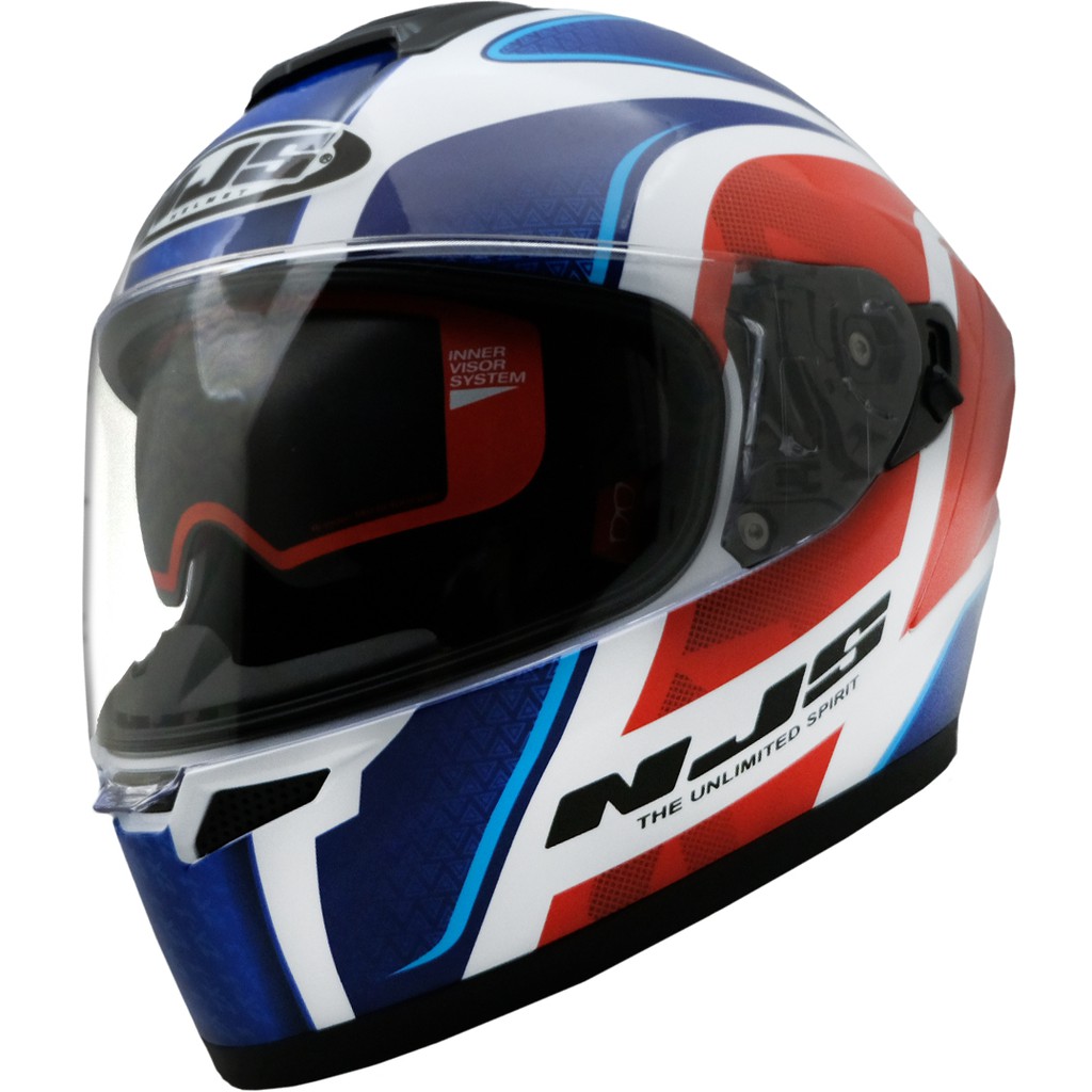 NJS ZX-1 Tricolor Putih - Merah Biru Gloss/Doff - Helm Fullface