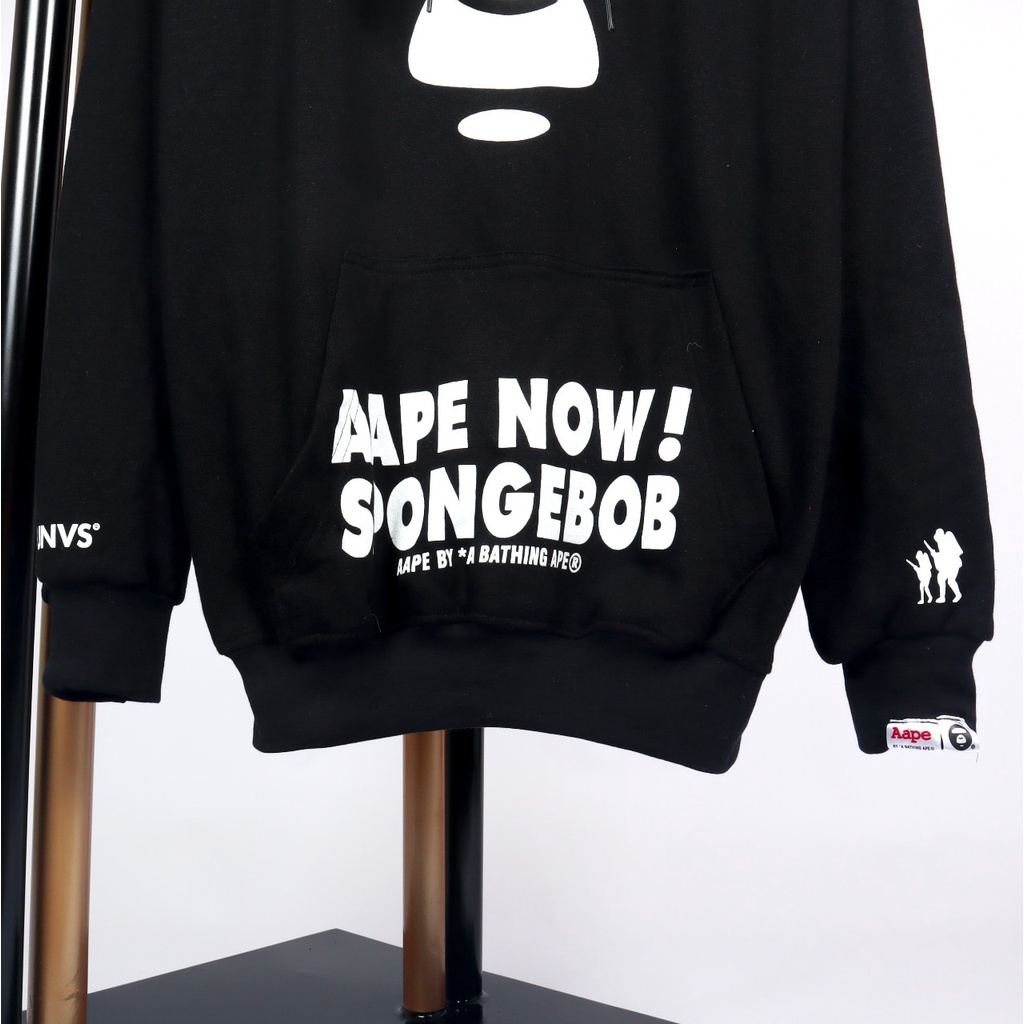 Jaket Sweater Hoodie APE X SPONGEBOB MARAH –  Black Edition Fashion Trendy Casual Pria Good Brand Qu