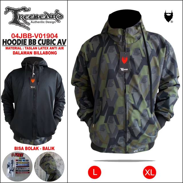 JAKET BOLAK BALIK TREEBEARD HOODIE MOTIF CUBIC AV