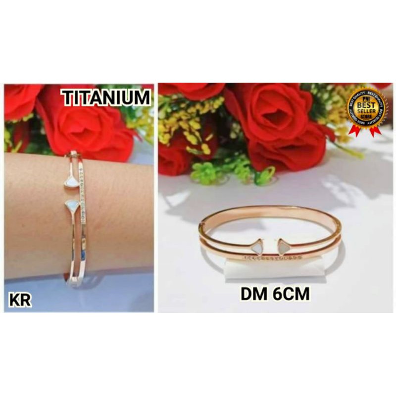 GELANG WANITA TITANIUM ASLI BAHAN ANTI LUNTUR DAN BENTUK NYA YANG MEWAH ELEGAN