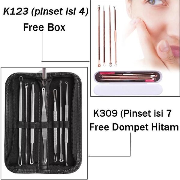 Alat Pencet Komedo / Pinset Pembersih Blackhead / Penjepit Komedo Acne Facial SET ISI 4 F123