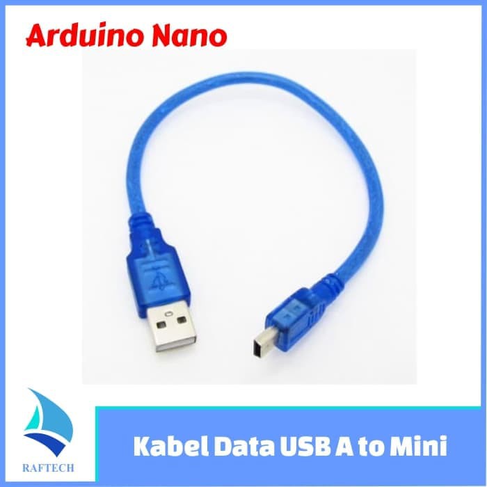 Kabel Data USB A to Mini USB B Male Cable Biru Phone Arduino Nano PC