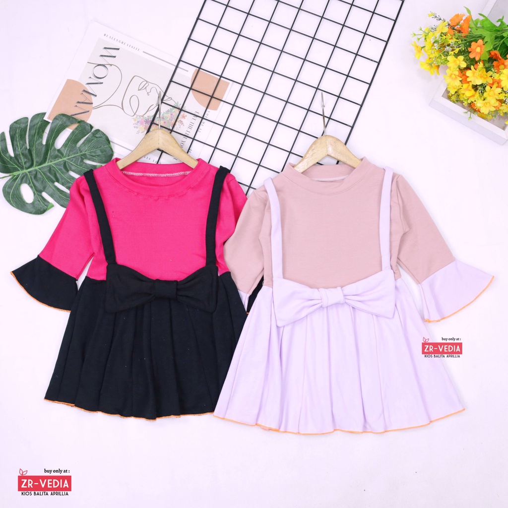 Overall Kirei uk Bayi 3-12 Bulan / Dres Lengan Panjang Anak Perempuan Baju Gaun Pesta Adem Murah ZR Vedia