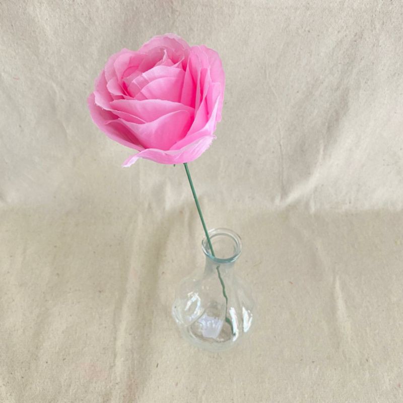 Bunga Artificial Rose Italy X1 (satuan) Bunga Artificial/Bunga Plastik/Bunga Dekorasi/Pernikahan-Pink