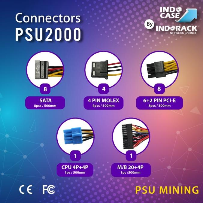 Indocase Psu Atx 2000W Pure 80+ Gold Gpu Qwerty Mining Miner Crypto