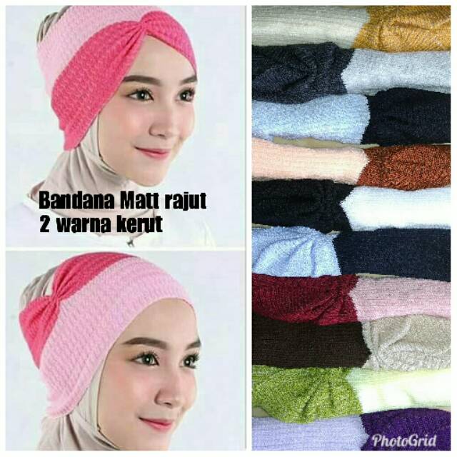 Ciput Bandana inner premium rajut 2 in1 warna kerut