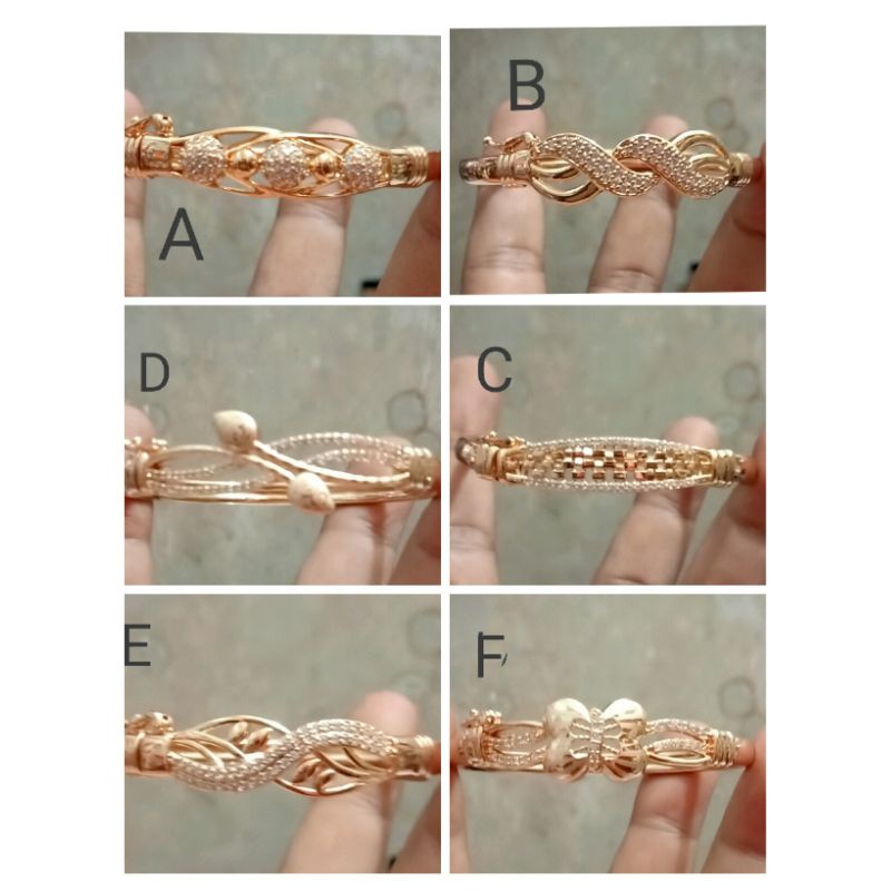 SAC13. Gelang xuping wanita lapis emas dgn mata zircon UK 6 cm