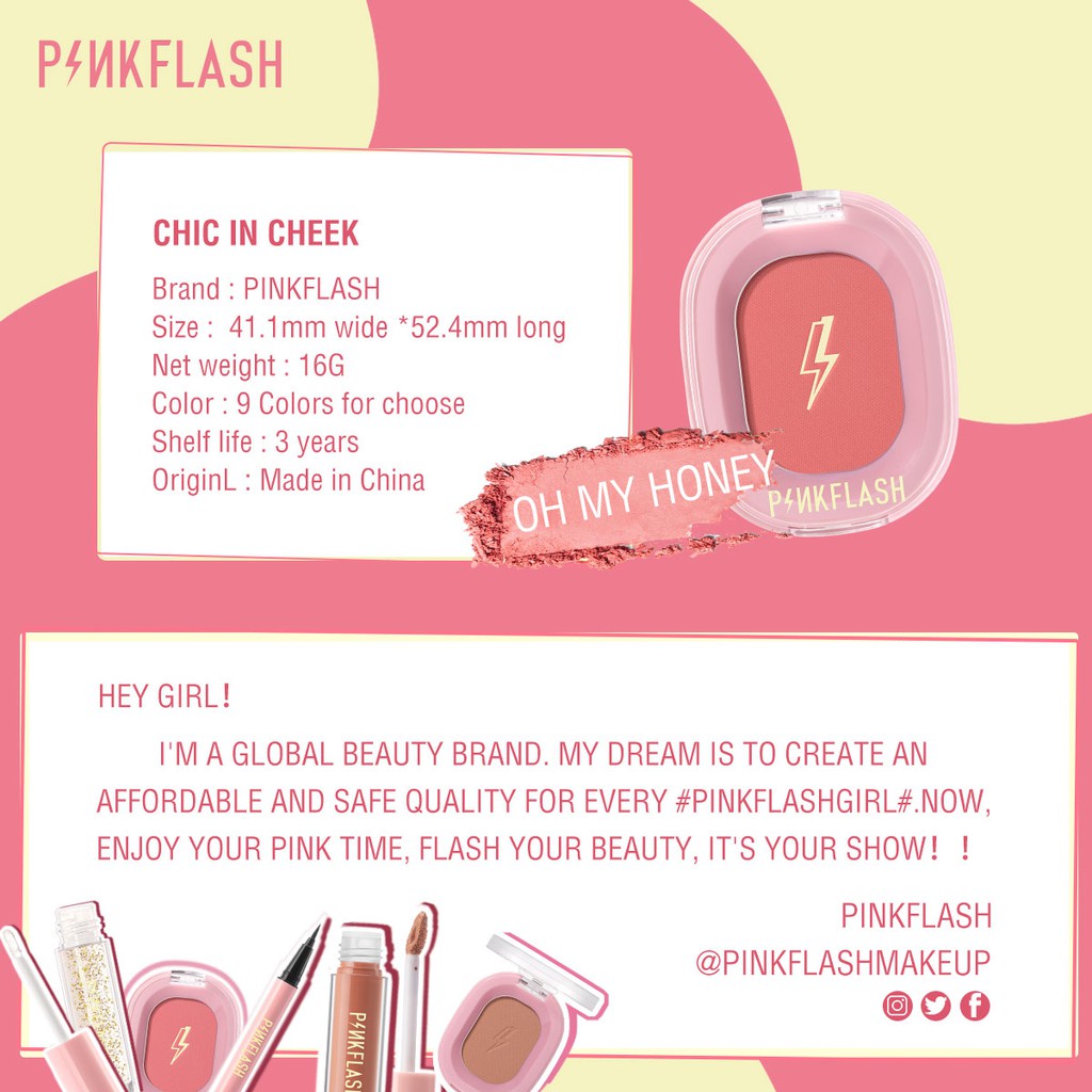 PINKFLASH Blush On Matte Shimmer Cheek Makeup -9 Colors Blush Compact