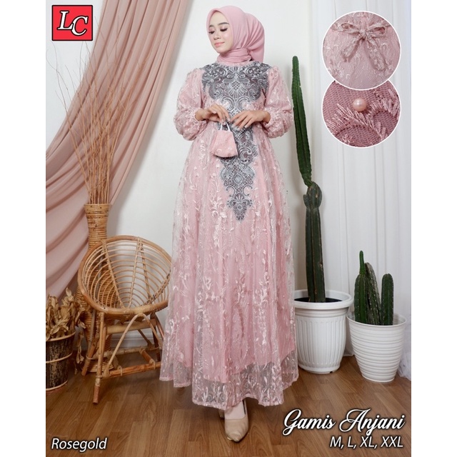Gamis Tile Bordir| Gamis Pesta Mewah| Gamis Kondangan Jumbo| Gamis Bordir Mewah|Gamis Tile Balon| Ga