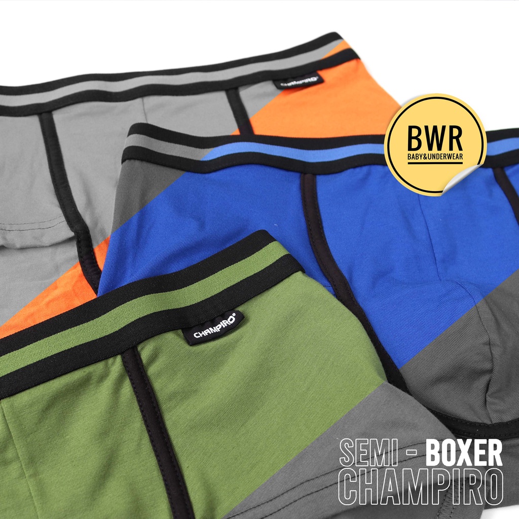 [ 3pc ] Semi Boxer Pria Champiro C.0303 | CD Boxer Champiro 0303 / Celana Dalam Pria Champiro Dewasa Semi Boxer Katun Tebal | Bwr