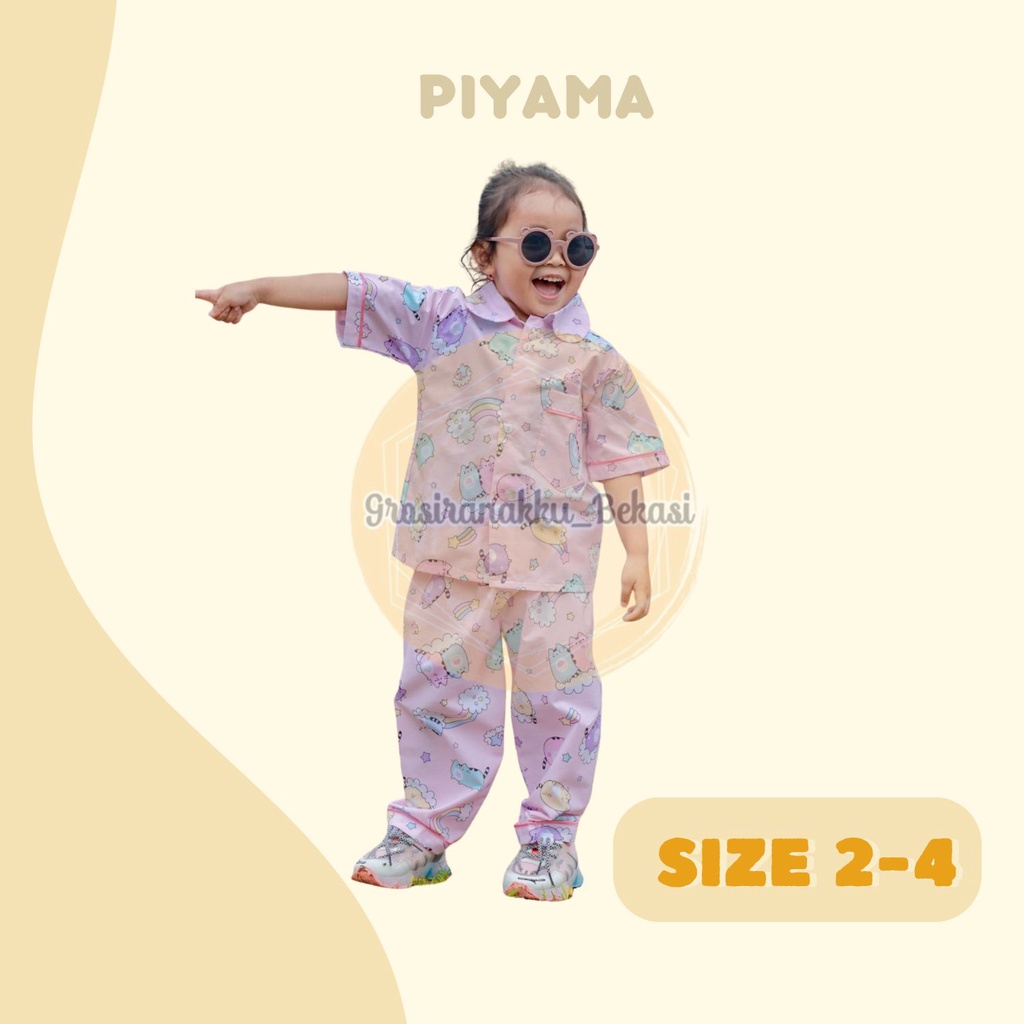 Piyama Anak Lengan Pendek Size 2-4Tahun Mix motif