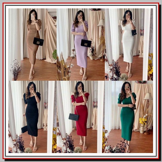 Baju Dress Pesta Natal Imlek Jumbo Xl Wanita Dewasa Murah Kekinian Ter Pc - Dress Scuba Vintage (R