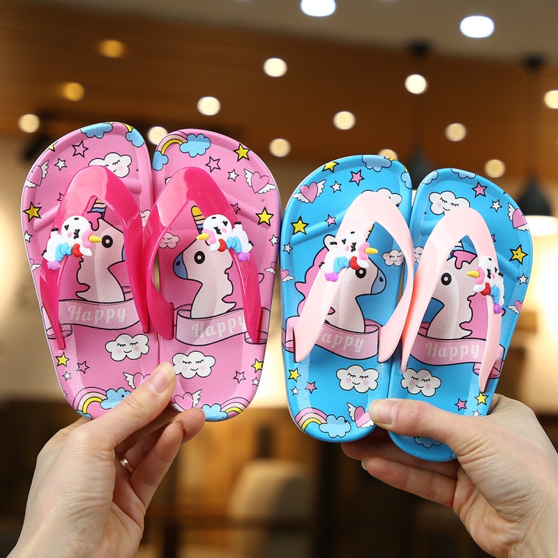 HappyOliver SANDAL JEPIT UNICORN Sandal Japit Anak Perempuan Bahan Karet Model Lucu 0-5 Tahun Import