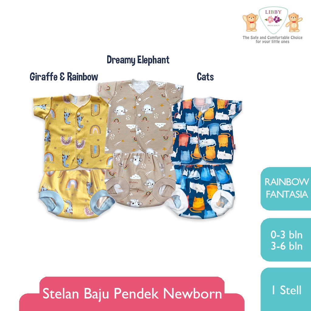 Libby setelan pendek+cln pop NEWBORN isi 3 pasang