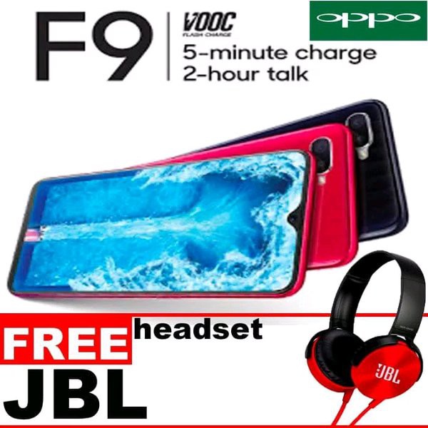 OPPO F9 RESMI ORIGINAL VOOC FAST CHARGING BIRU BLUE RED MERAH