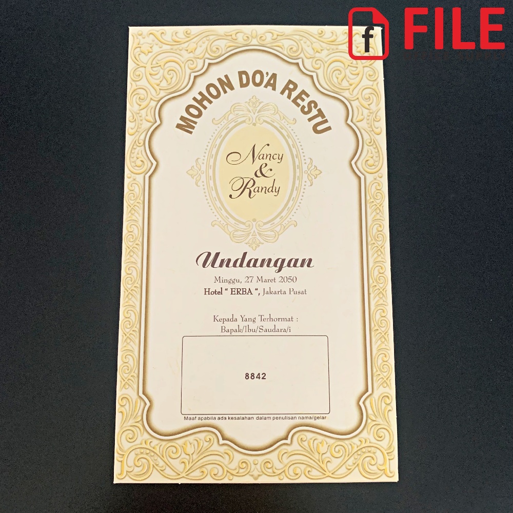 Blangko Undangan Pernikahan Kosong Murah Gold - ERBA 8842