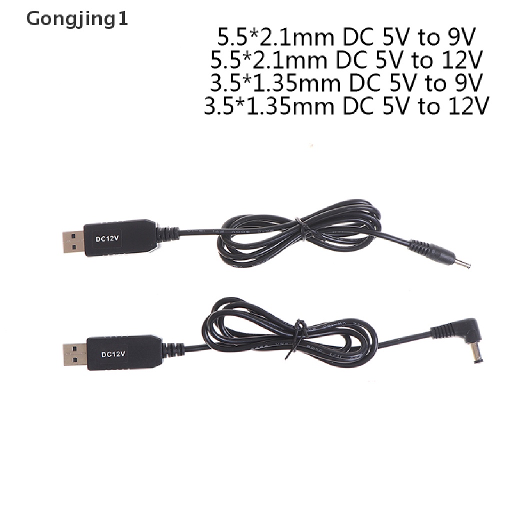 Gongjing1 Kabel Adapter Step UP power boost USB DC 5V Ke 9V 12V 3.5x1.35mm 5.5x2.1mm