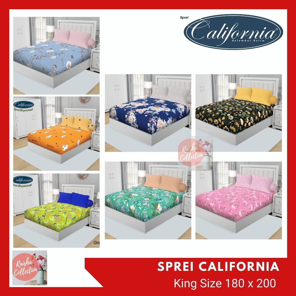 RC Califonia Sprei Size King 180x200 cm Seprai Flat Motif Ginny Dario Rossy Olive Ariana Harga Terbaru